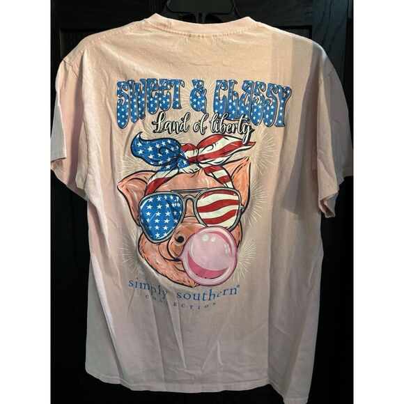 Simply Southern "Sweet And Classy " Womens‎ Pink Pig  SZ M PINK - Picture 1 of 4